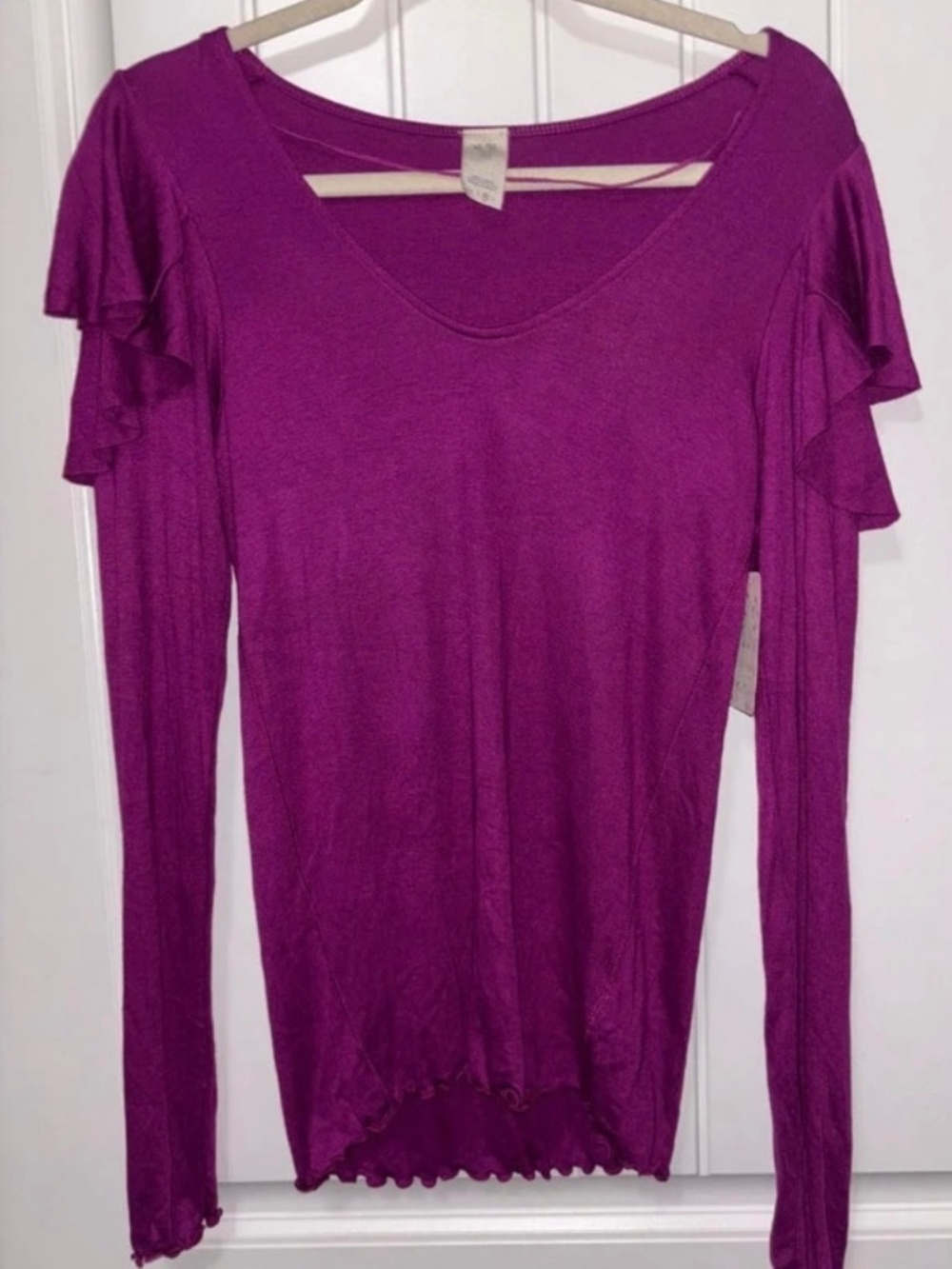 NWT Free People We The Free Berry Ruffle Sleeve Top – Size Medium